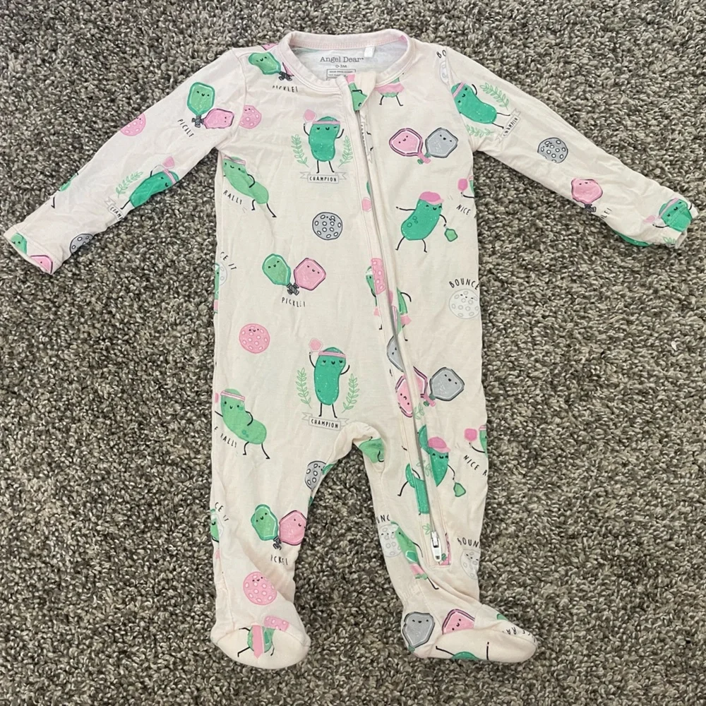 Angel Dear Baby Pickleball Bamboo Pajamas Size 0-3 Months